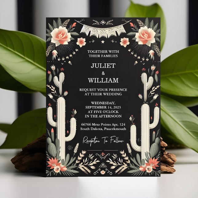Invitación Jour Elegant Fiesta Cactus Boda Floral Mexicana (Subido por el creador)