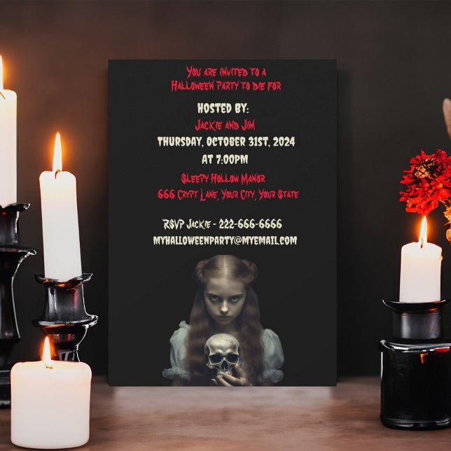 Invitación Joven Chica asustado con la fiesta de Halloween (Subido por el creador)