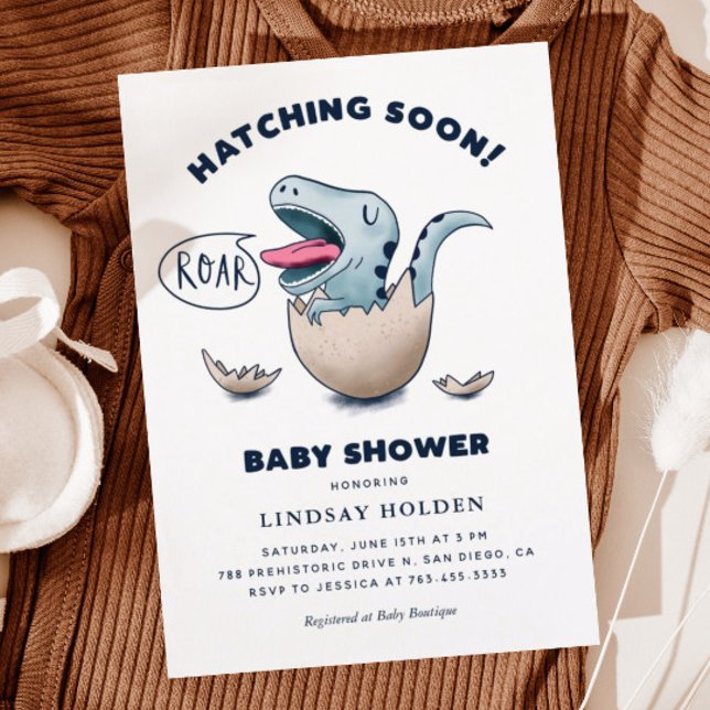 Invitación Joven de dinosaurio pequeño hatching en Baby Showe (Subido por el creador)