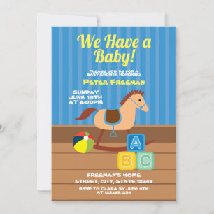 Invitación Joven lindo azul y amarillo niño juguete Baby Show