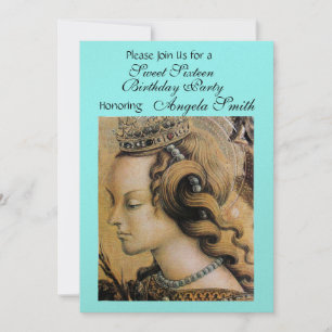 Invitación JOVEN PRINCESS DULCE 16 FIESTA Oro Azul Verde