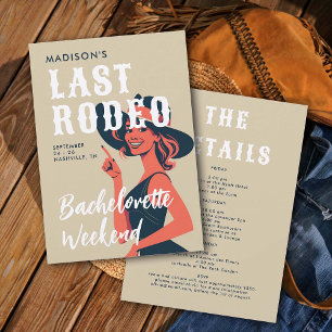 Invitación Joven retro último rodeo Glam Linen Bachelorette