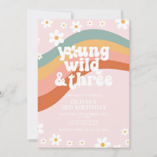 Invitación Joven salvaje tres groovy margarita cumpleaños 3 a