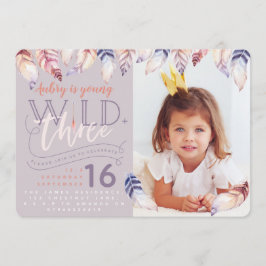Invitación joven, salvaje y de tres cumpleaños fot