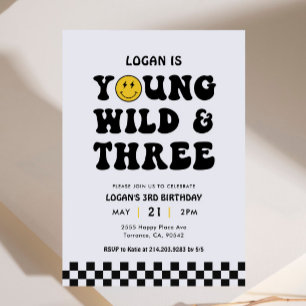 Invitación Joven salvaje y Fiesta del tercer cumpleaños de tr
