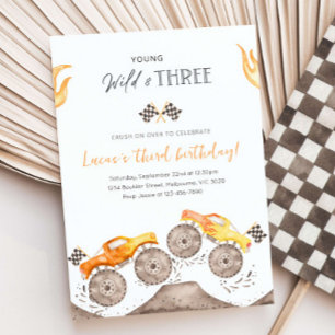 Invitación Joven, Salvaje y TRES Camión Monstruo Naranja 3er 