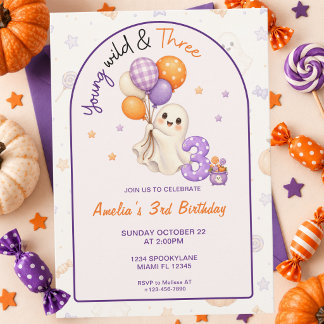 Invitación Joven Salvaje y Tres Cumpleaños de Halloween 3er C
