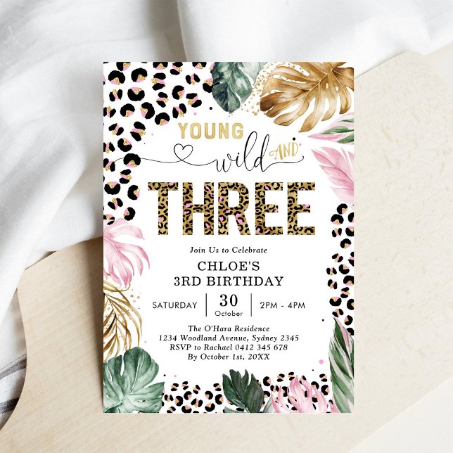 Invitación Joven Salvaje y Tres Leopardo Cumpleaños 3 (Subido por el creador)