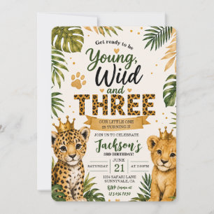 Invitación Joven Salvaje y Tres Safari Jungle Cumpleaños 3
