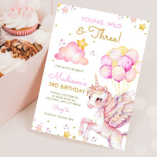 Invitación Joven Salvaje y Tres Unicornios Cumpleaños 3