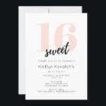 Invitación Joven simple rosado dulce 16 decimosexto cumpleaño<br><div class="desc">Celebra tu día especial con esta hermosa y dulce invitación de 16 cumpleaños. Con un magnífico color rosa con un fondo de mármol gris, esta invitación es perfecta para un día especial de chica. El bonito diseño hará que su hija se sienta más especial. Con mucho espacio para añadir todos...</div>