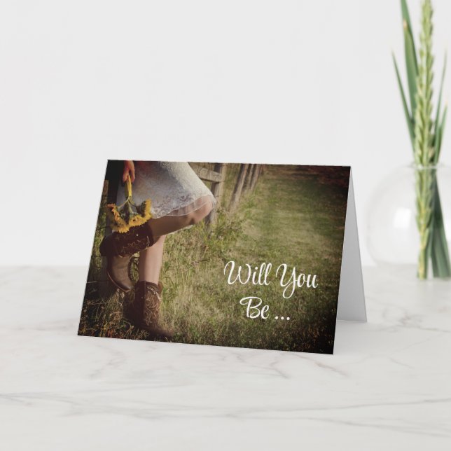 Invitación Joven y girasoles serás mi dama de honor (Anverso)