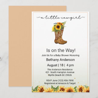 Invitación Jovencita de los girasoles amarillos camino a Baby
