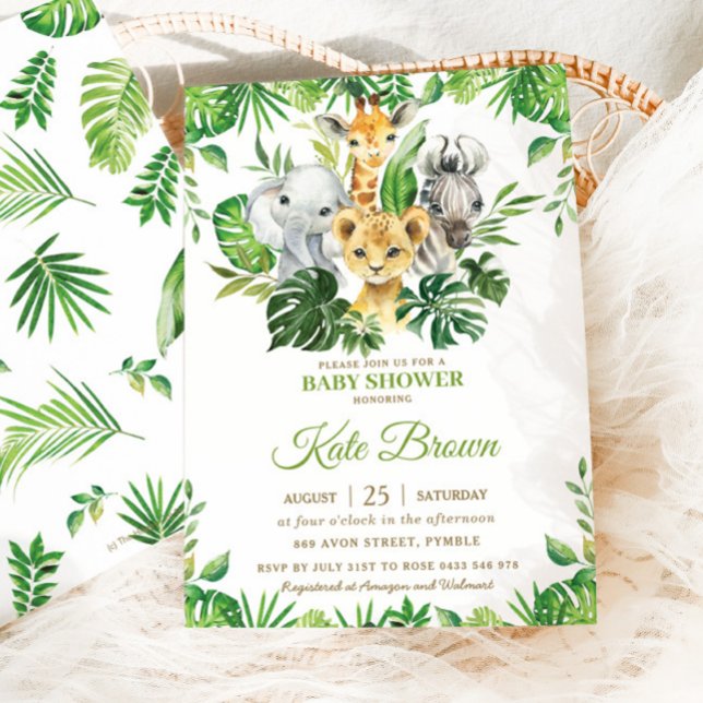 Invitación Jóvenes animales de Safari de la selva en Baby Sho (Subido por el creador)