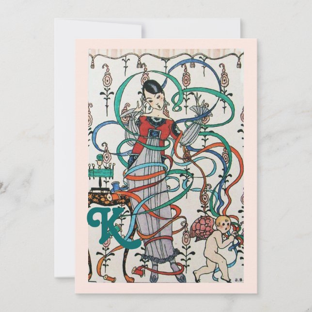 INVITACIÓN JÓVENES CHICAS, COLORIDOS RIBBONOS BRIDAL SHOWER M (Anverso)