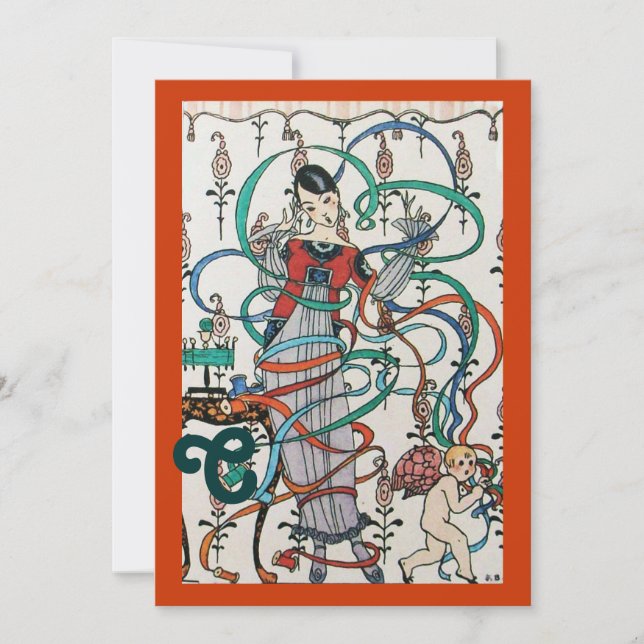 INVITACIÓN JÓVENES CHICAS, COLORIDOS RIBBONOS BRIDAL SHOWER M (Anverso)