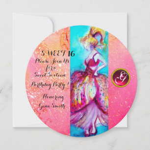 Invitación JÓVENES CHICAS DULCE 16 FIESTAS, espárragos rosado