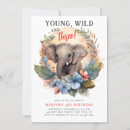Invitación Jóvenes salvajes, tres niños de tercer cumpleaños 