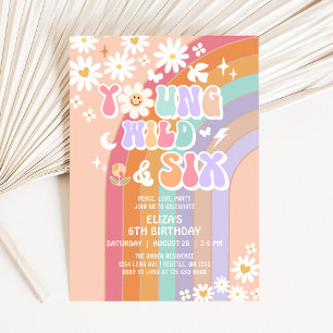 Invitación Jóvenes salvajes y 6 Groovy Hippie Retro