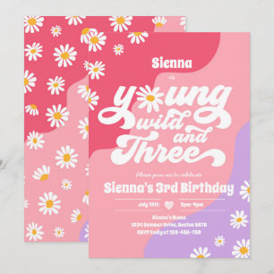 Invitación Jóvenes Salvajes Y Boho Daisy, Fiesta De Cumpleaño