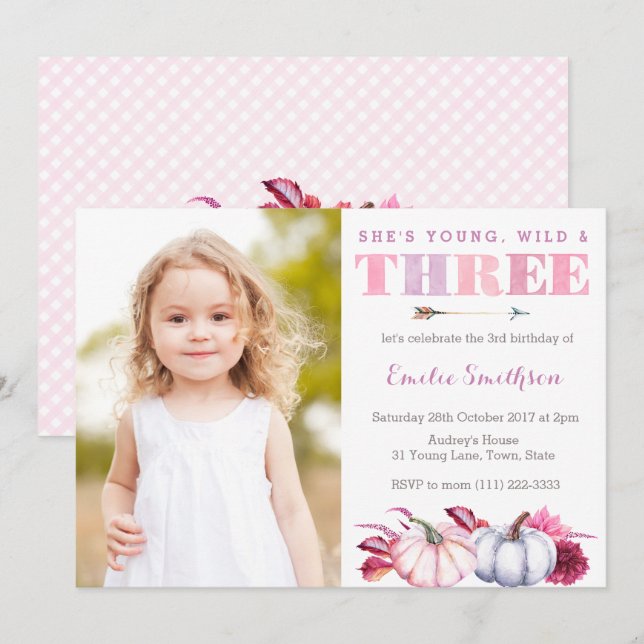 Invitación Jóvenes salvajes y tres, calabaza tercera Fiesta d (Anverso / Reverso)