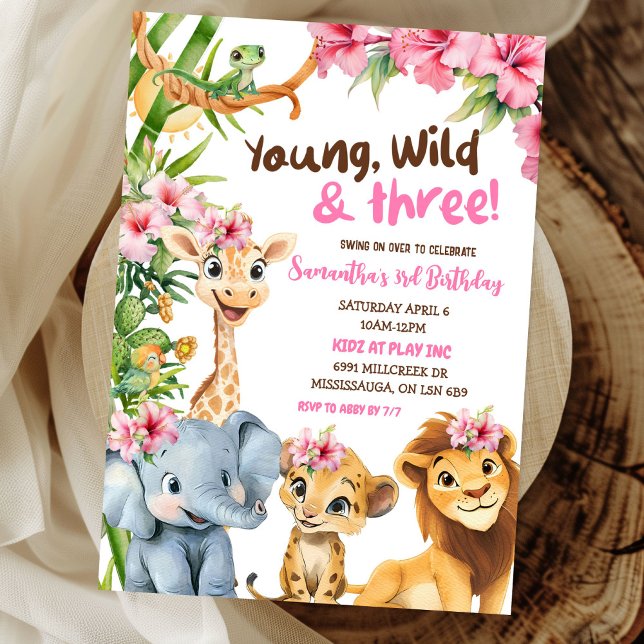 Invitación Jóvenes salvajes y tres Chicas safari en tercer cu (Subido por el creador)
