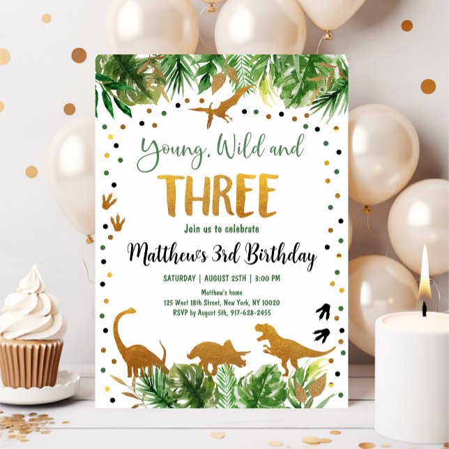 Invitación Jóvenes salvajes y tres cumpleaños de dinosaurios (Subido por el creador)