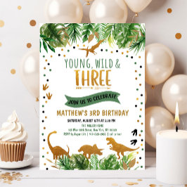 Invitación Jóvenes salvajes y tres cumpleaños de dinosaurios