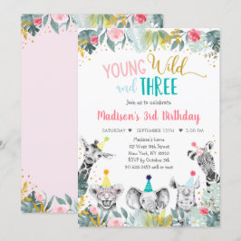 Invitación Jóvenes Salvajes Y Tres Fiestas Rosa Cumpleaños An