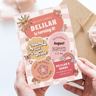 Invitación Jóvenes salvajes y tres Groovy Daisy Fiesta de Cum