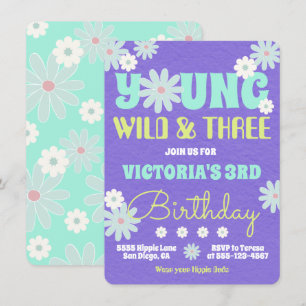 Invitación Jóvenes salvajes y tres Hippie Birthday Party
