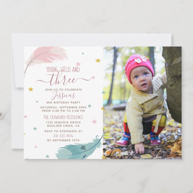 Invitación Jóvenes salvajes y tres Personalizados de foto beb (Anverso)