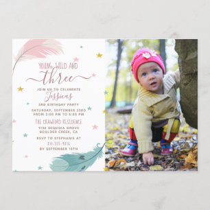 Invitación Jóvenes salvajes y tres Personalizados de foto beb