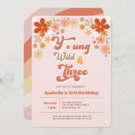 Invitación Jóvenes salvajes y tres retro tercer cumpleaños