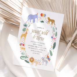 Invitación Jóvenes salvajes y tres Safari Animales Fiesta de