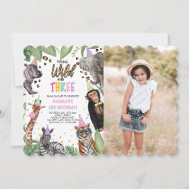 Invitación Jóvenes salvajes y TRES Safari foto de tercer cump