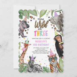 Invitación Jóvenes salvajes y tres Safari por tercer cumpleañ
