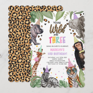 Invitación Jóvenes salvajes y tres Safari por tercer cumpleañ