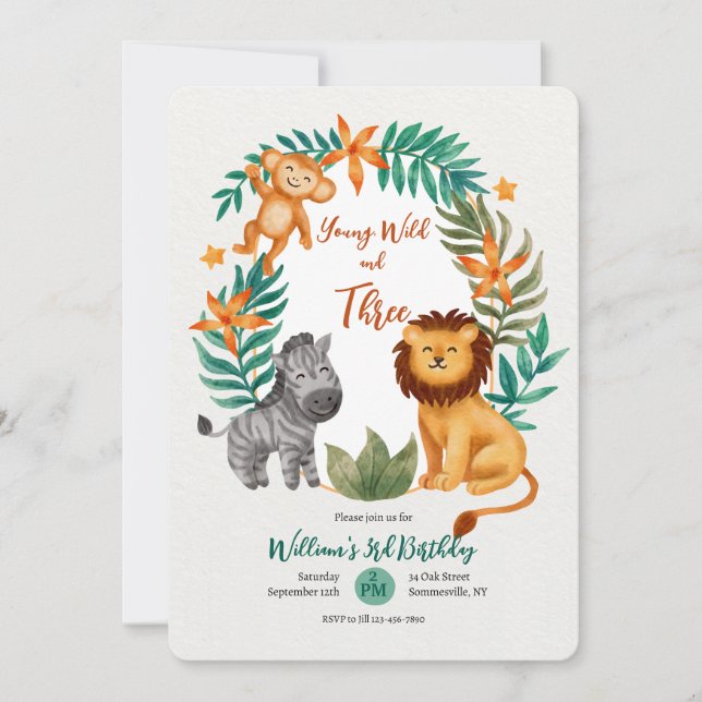 Invitación Jóvenes silvestres y tres (Anverso)