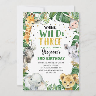 Invitación Jóvenes silvestres y tres niños florales jungla te