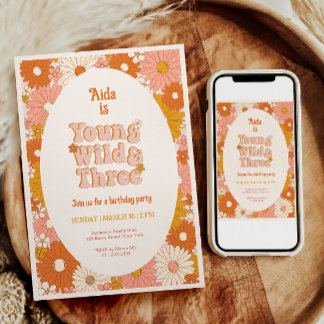 Invitación Jóvenes silvestres y tres retro margarita por terc