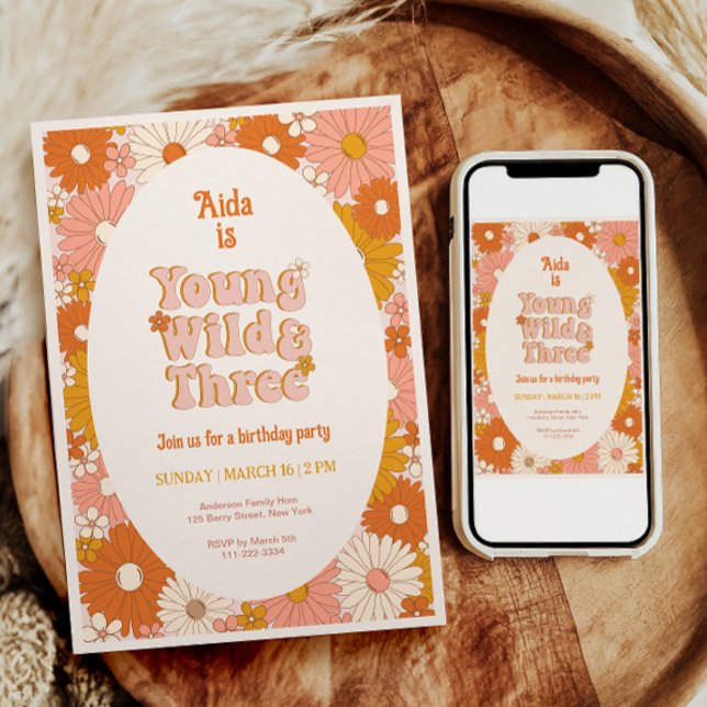 Invitación Jóvenes silvestres y tres retro margarita por terc (Subido por el creador)