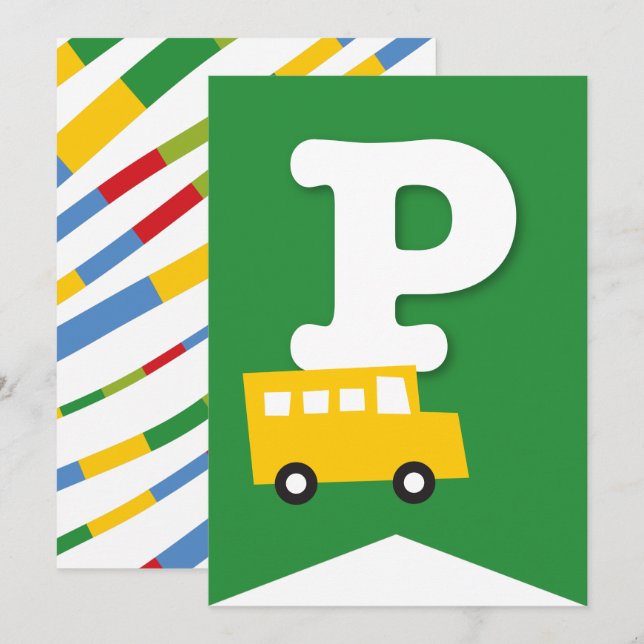 Invitación Jóvenes transportan pancarta de Fiesta de cumpleañ (Anverso / Reverso)