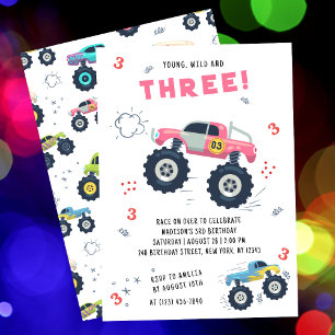 Invitación Jóvenes y salvajes camionetas monstruales para niñ