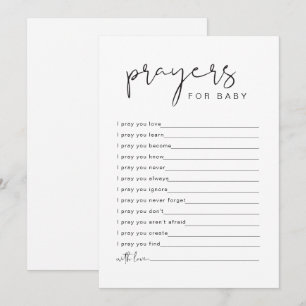 Invitación JOVI Black Minimalista Prayers for Baby Card