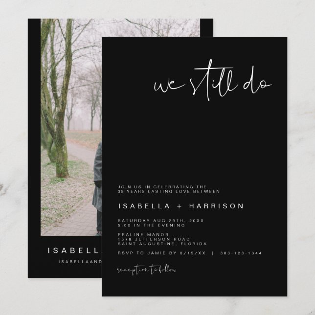 Invitación JOVI Black Moderno, seguimos prometiendo renovació (Anverso / Reverso)