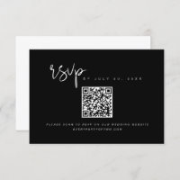 JOVI Edgy Black and White QR Boda de código RSVP