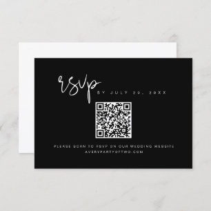 Invitación JOVI Edgy Black and White QR Boda de código RSVP