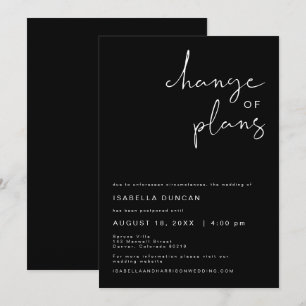 Invitación JOVI Edgy Black Boda Cambio de Planes Modernos