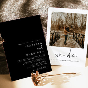 Invitación JOVI Edgy Black Modern Photo Boda